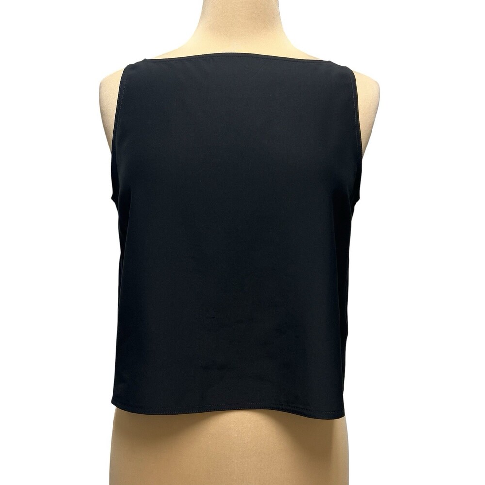 NWT $238 Tory Burch Silk Satin Shell Sleeveless Black Blouse Women's Size 4